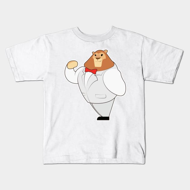 Lion in Suit with Bow tie Kids T-Shirt by Markus Schnabel